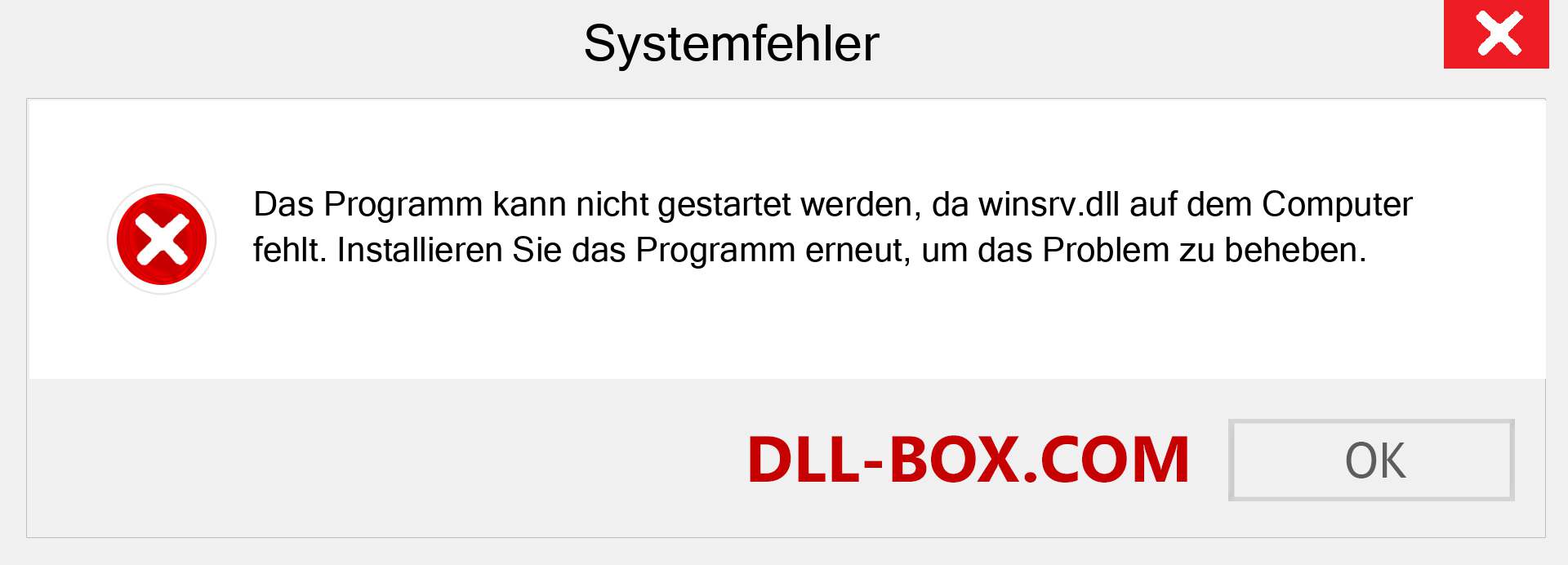 winsrv.dll-Datei fehlt?. Download für Windows 7, 8, 10 - Fix winsrv dll Missing Error unter Windows, Fotos, Bildern